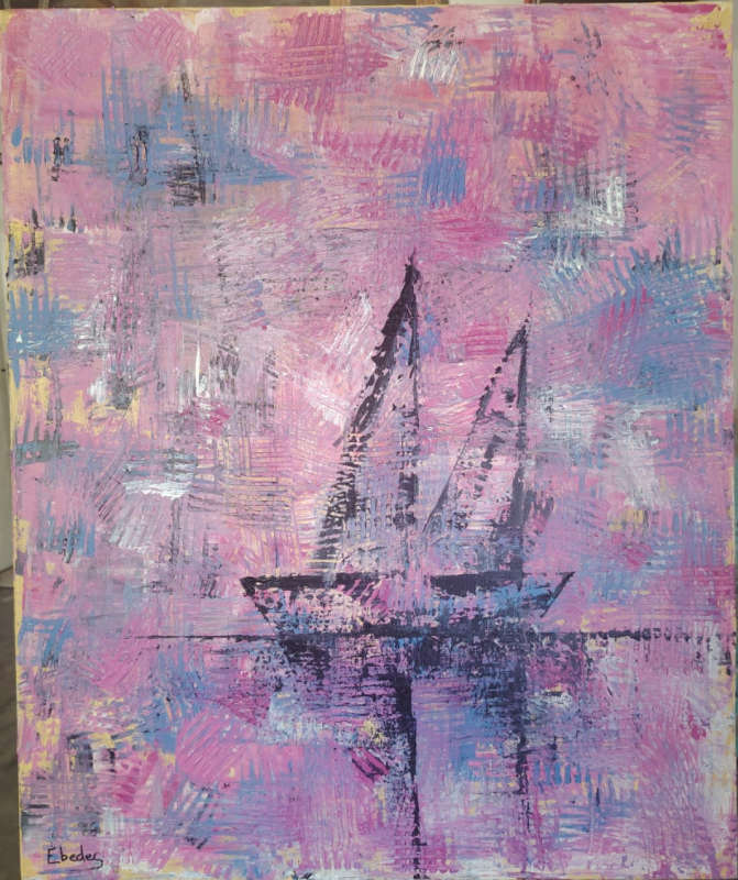Abstract Yachts at Sunset by West Coast Artist