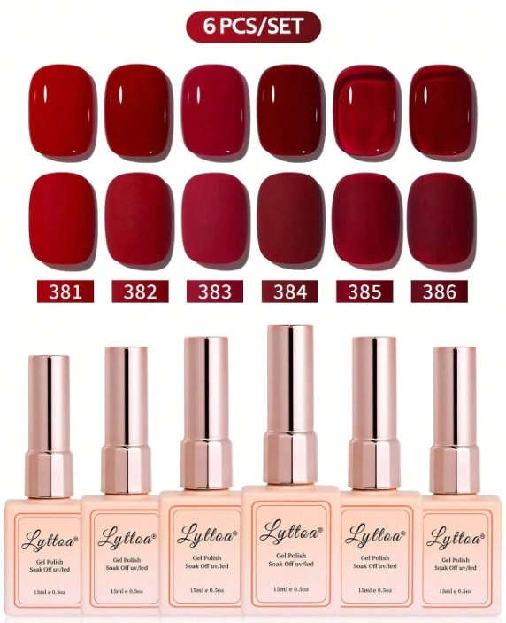 6 Set LYTTOA Gel Nail Polish  Shades 381386