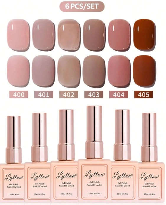 6 Set LYTTOA Gel Nail Polish  Shades 400  405