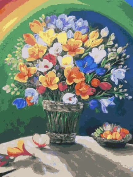 Paint by Numbers: A Basket or Two of Blooms