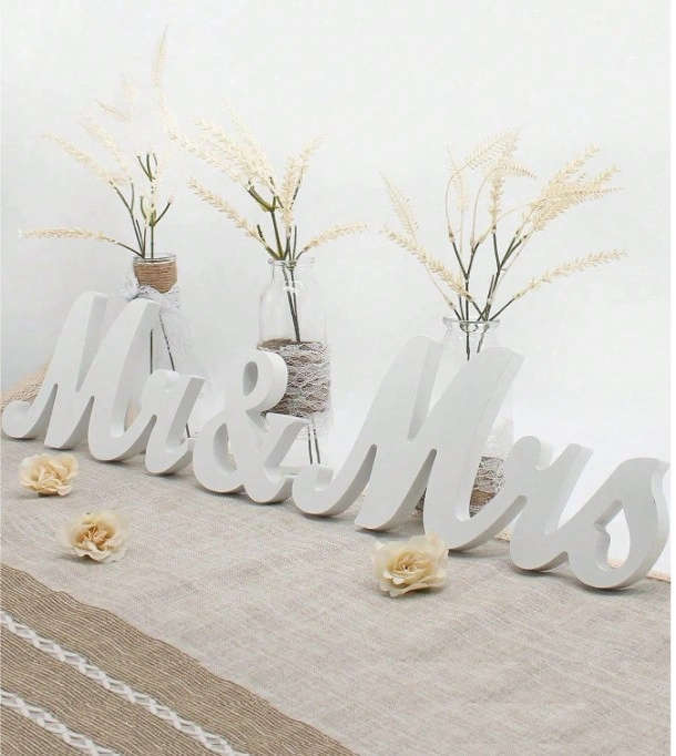 Wedding Decor - White Wooden Mr & Mrs Sign