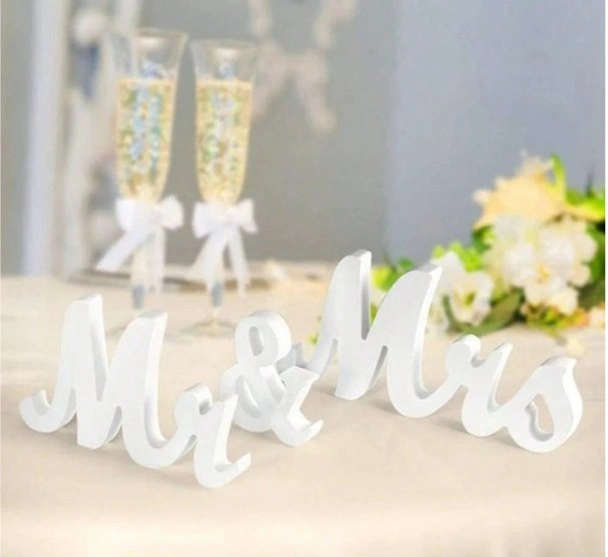 Wedding Decor - White Wooden Mr & Mrs Sign