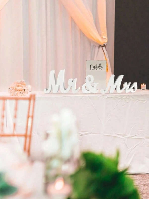 Wedding Decor - White Wooden Mr & Mrs Sign