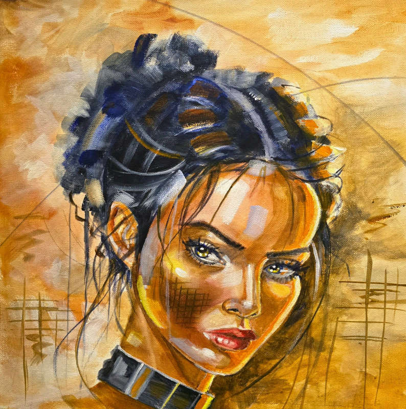 Her Silence is Golden Acrylic Painting by Cindy Wykerd