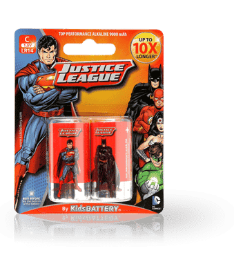 JUSTICE LEAGUE LR14 C ALKALINE BATTERIES DOUBLE PACK