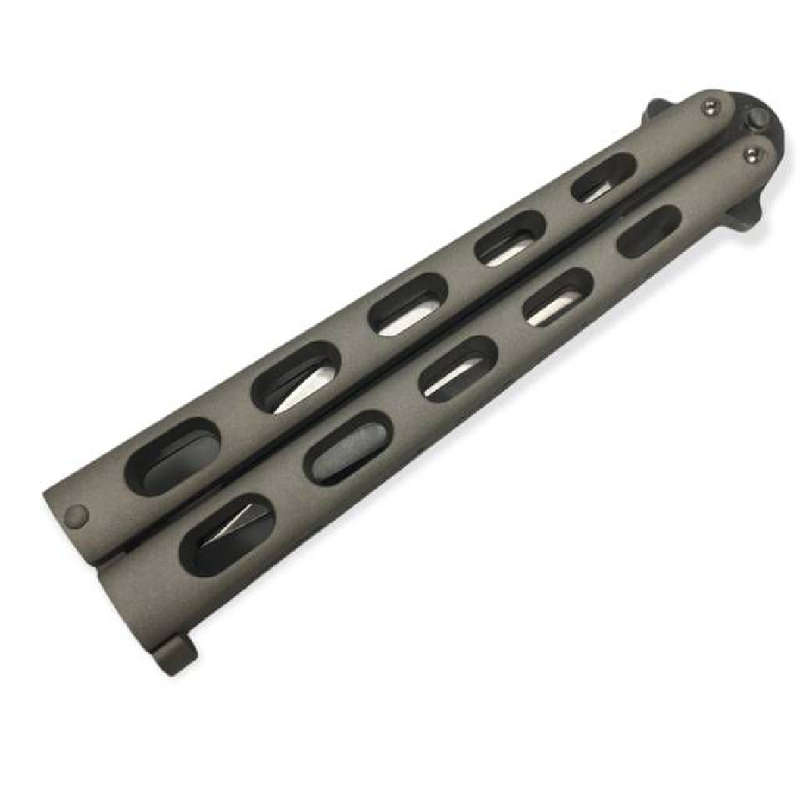 Butterfly knife silver skeletonized handle- 7128P