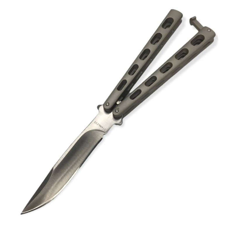 Butterfly knife silver skeletonized handle- 7128P