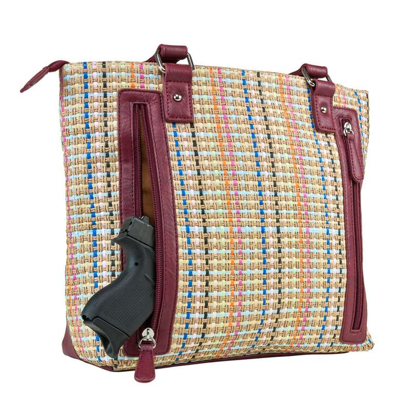 NC STAR WOVEN TOTE BURGUNDY PURSE INCLUDES HOLSTER
