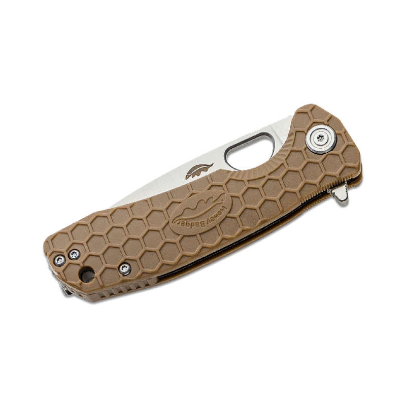 HONEY BADGER TAN FLIPPER KNIFE MEDIUM- HB1012