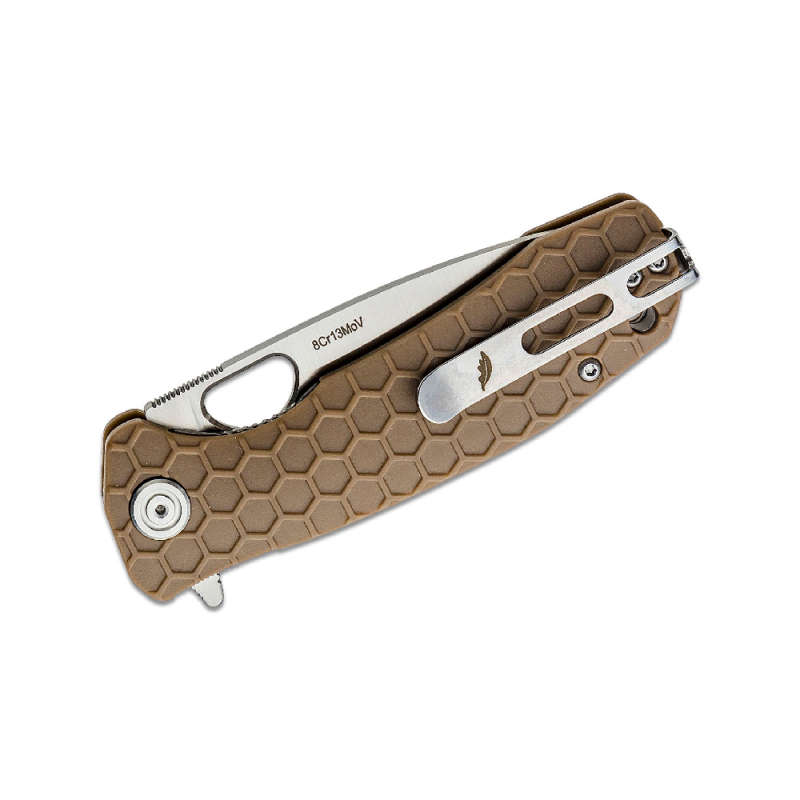 HONEY BADGER TAN FLIPPER KNIFE MEDIUM- HB1012