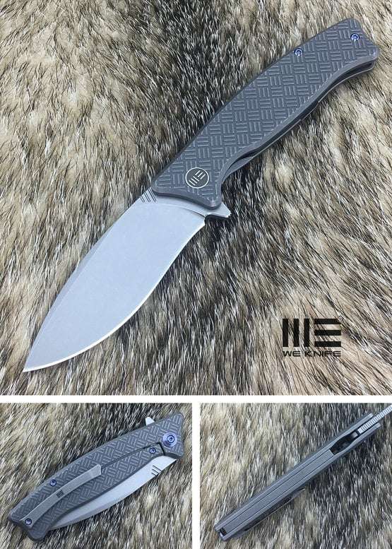 We Knife 712D Gray Ti Handle Stonewash Blade Knife