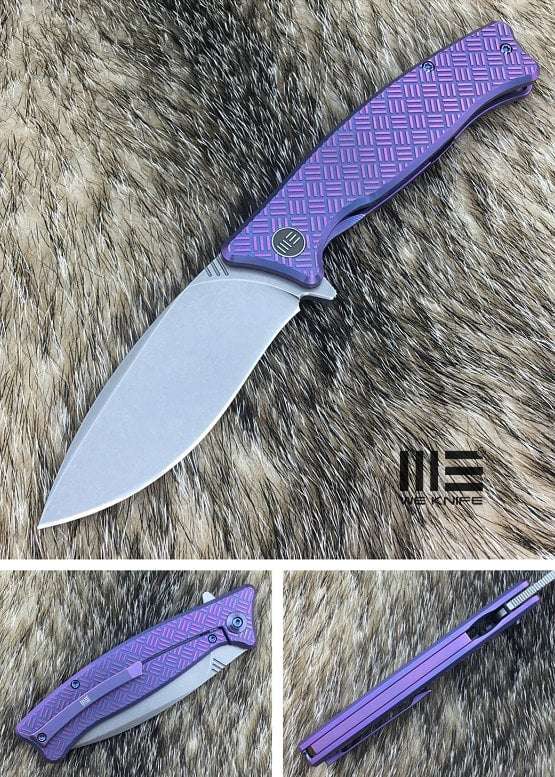 We Knife 712B Purple Ti Handle Stonewash Blade Knife