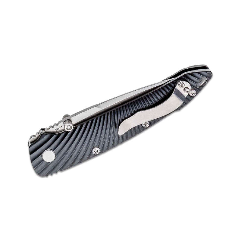 Kizer Cutlery Sliver Stonewashed Blade, Black Aluminum Handles Folding Knife- Ki4419A4