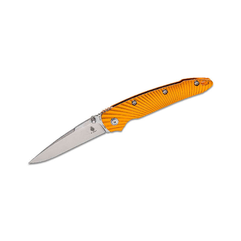 Kizer Cutlery Sliver Folding Knife Stonewahsed Blade, Orange Handles- Ki4419A1