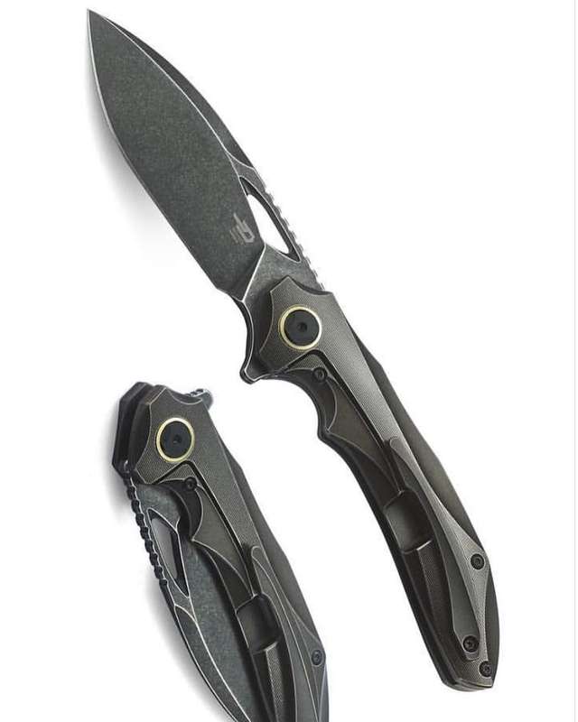 BESTECH Kombou ESKRA Left Handed Knife - Black Ti - T1813L-A