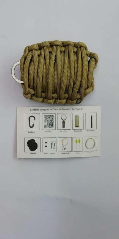 Paracord Grenade with Survival Kit and Carabiner