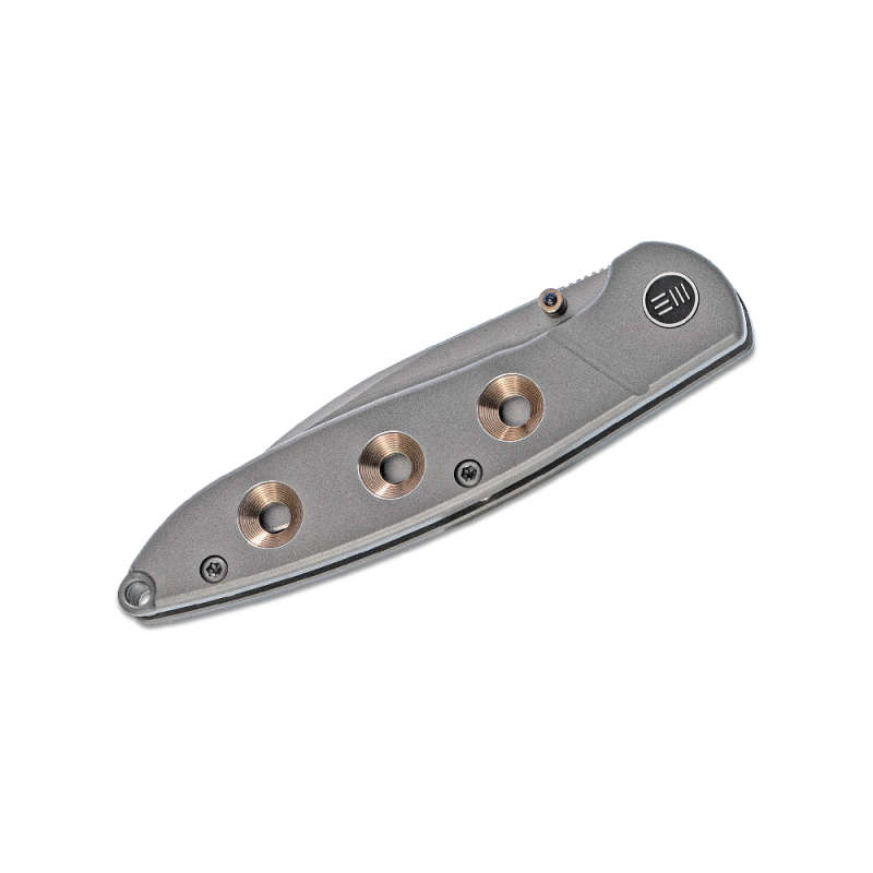 WE KNIFE GOLDEN ANDONIZED HOLES GREY- 908A