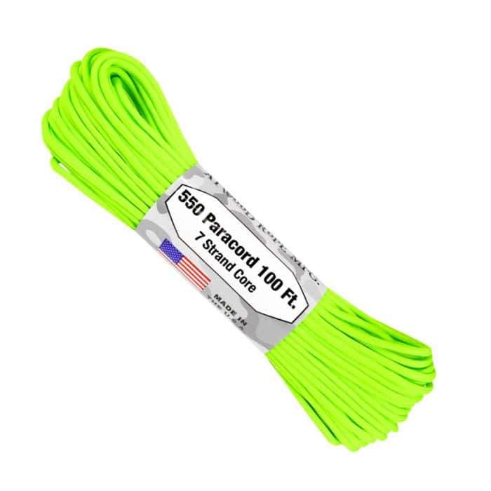550 PARACORD 100FT 7 STRAND CORE NEON AT-S18-N-GRN