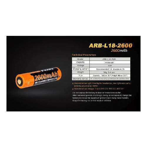 Fenix ARB-L18-2600 Rechargeable 18650 Battery