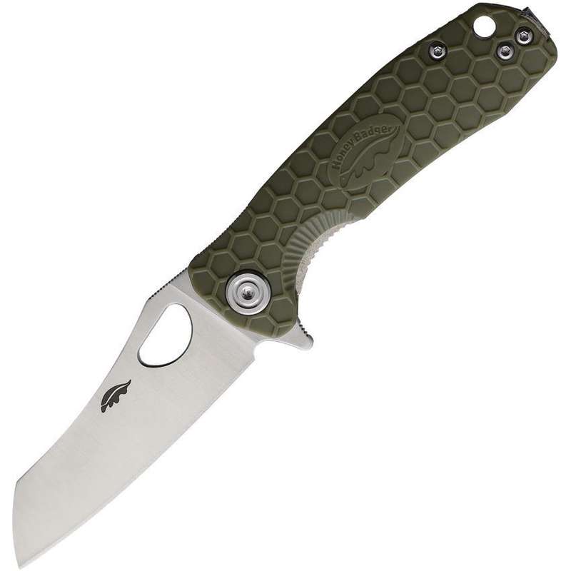 Honey Badger Wharnclever Small Flipper Green Handle Knife - HB1047