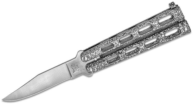 BEAR & SON BC113 BUTTERFLY KNIFE SILVER VEIN