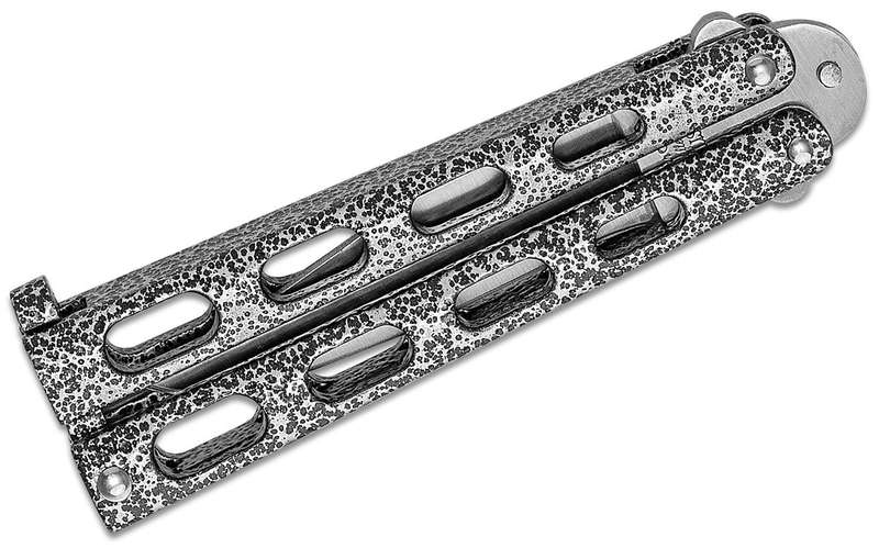 BEAR & SON BC113 BUTTERFLY KNIFE SILVER VEIN