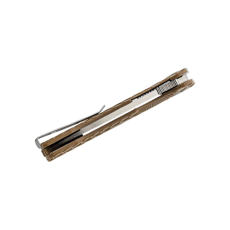 HONEY BADGER TAN DROP POINT FLIPPER D2 KNIFE- HB1015