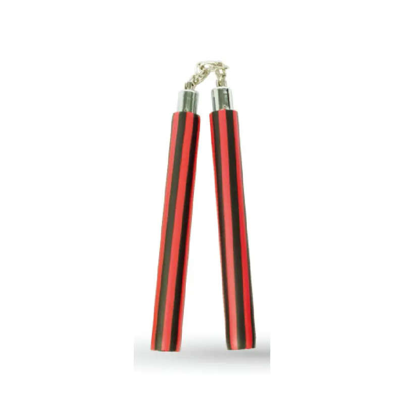 NUNCHAKU RED/BLACK STRIPE FOAM CHAIN 12" - MA-E114