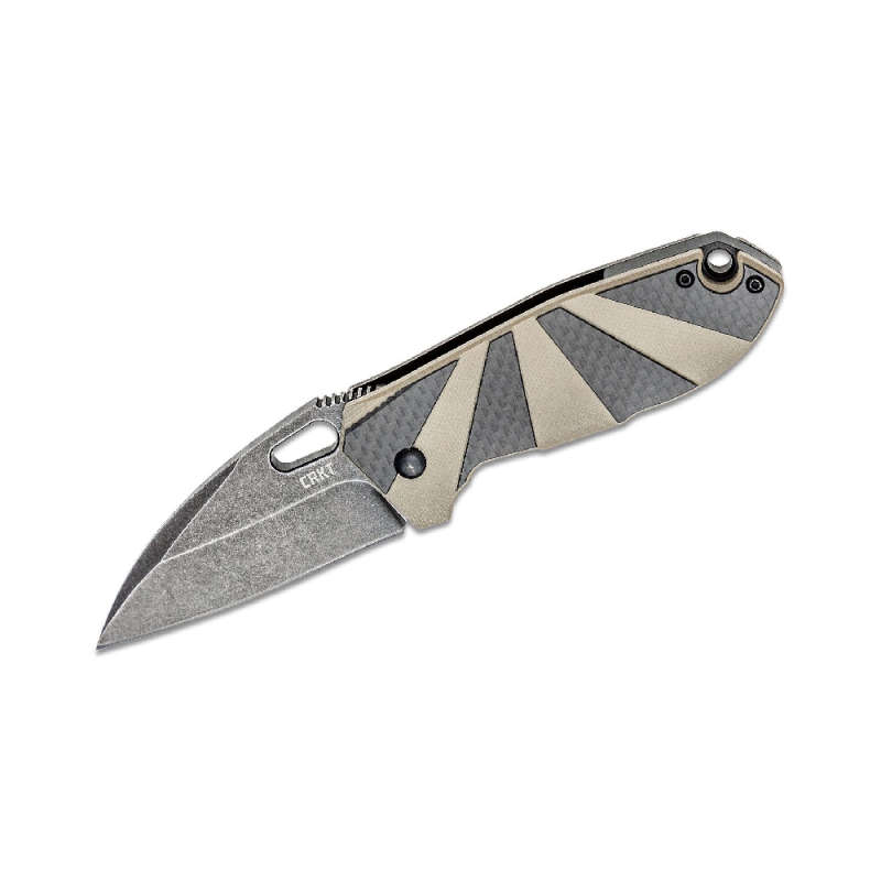 CRKT HERON BLACK TAN G-10/CARBON FIBER HANDLE FOLDING KNIFE-2440