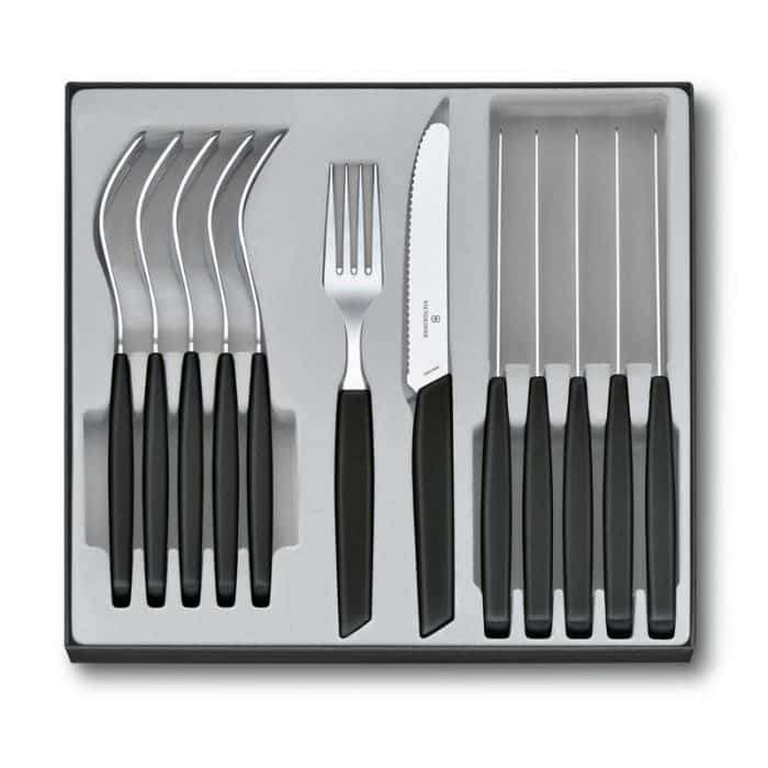 Victorinox V6.9093.11W.12 Swiss Modern Table Set, 12 Piece W/Table Knives Black