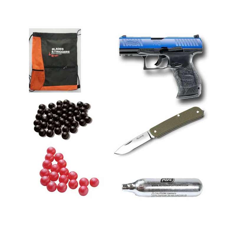 UMAREX T4E 2.4761 PPQ WITH BLUE SLIDE LESS LETHAL .43CAL PISTOL COMBO