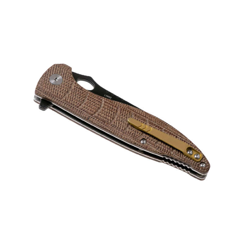 QSPLOCUST BROWN MICARTA FOLDING KNIFE- QS117-A