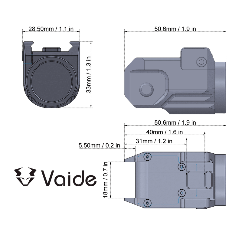 Victo Optics VAPL-01 Vaide Scrapper Subcompact Pistol Flashlight Black