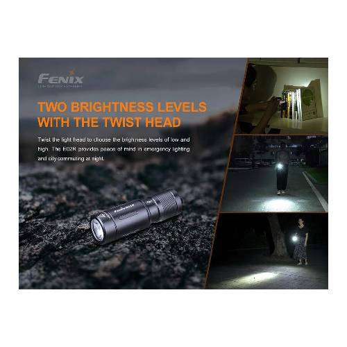 Fenix E02R Flashlight Black - 200 Lumens