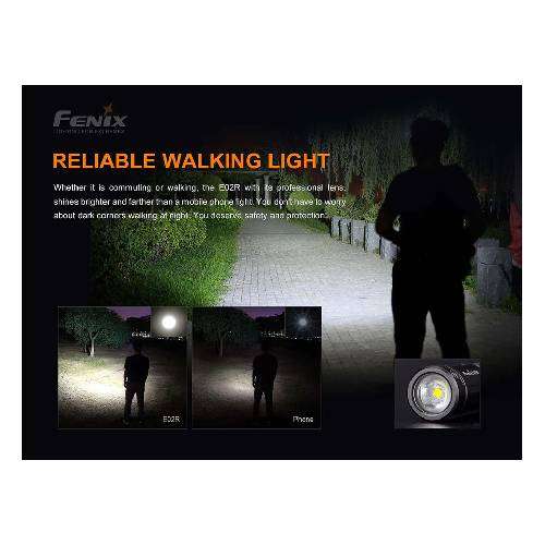 Fenix E02R Flashlight Black - 200 Lumens
