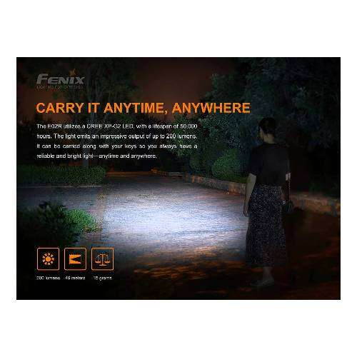 Fenix E02R Flashlight Black - 200 Lumens
