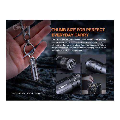 Fenix E02R Flashlight Black - 200 Lumens