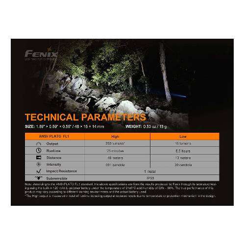 Fenix E02R Flashlight Black - 200 Lumens