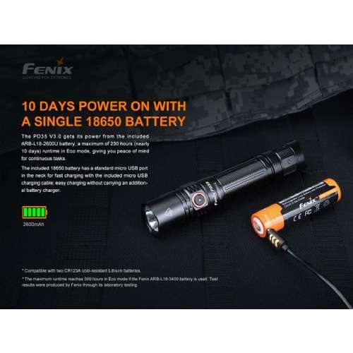 FENIX PD35 V3.0 Flashlight Black - 1700 Lumens
