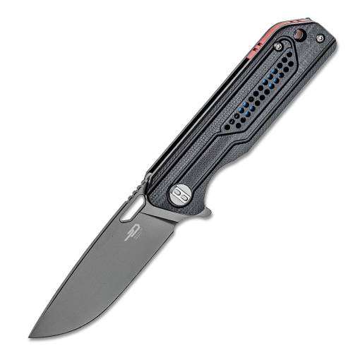 Bestech Circuit D2 Milled Black Contoured G10 Handle - BG35A-2