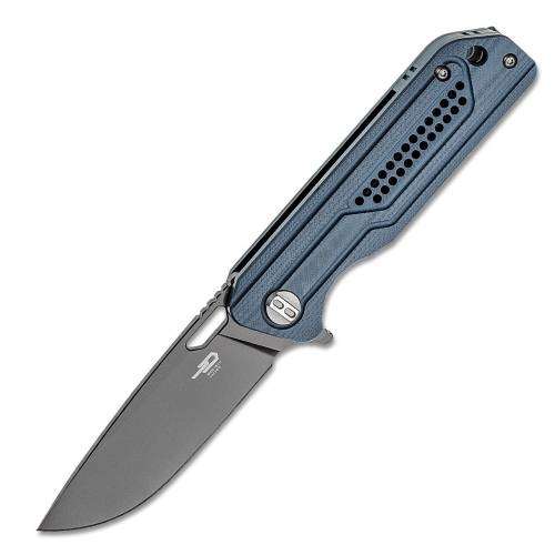 BESTECH Circuit D2 Milled Blue Contoured G10 Handle - BG35B-2
