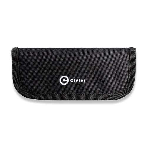 Civivi nylon pouch black zipper - includes cloth and stickers