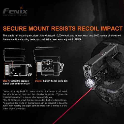 Fenix Tactical Pistol Flashlight with Red Laser - GL22