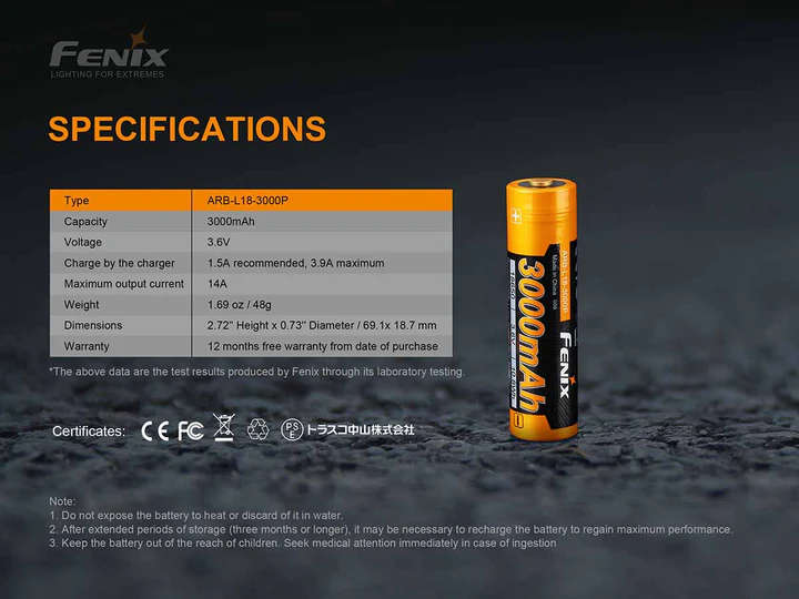 Fenix ARB-L18-3000P Rechargeable Battery