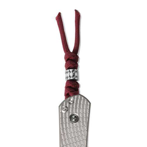 Chris reeves S31 lanyard knotted w/ dotted bead burgundy/silver - s31-7026