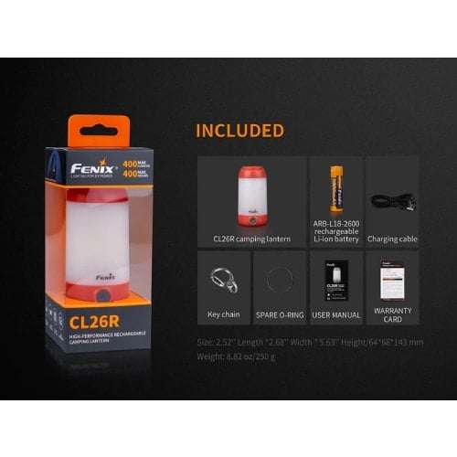 Fenix Lantern CL26R Black 400 Lumens - Rechargeable