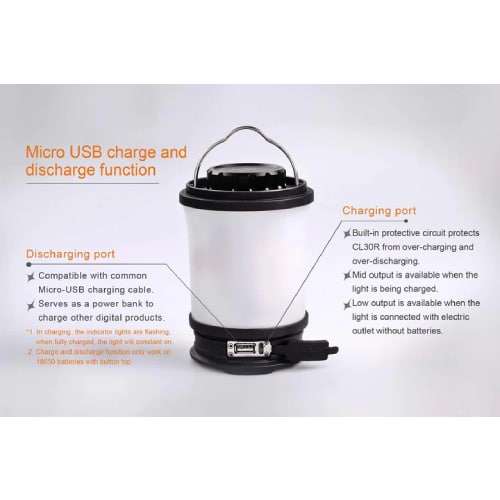 Fenix Lantern CL30R Black 650 Lumens - Rechargeable
