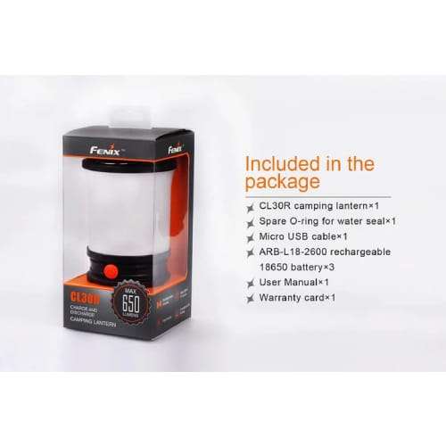 Fenix Lantern CL30R Black 650 Lumens - Rechargeable