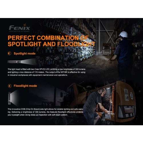Fenix Flashlight WT16R 300 Lumens - Rechargeable