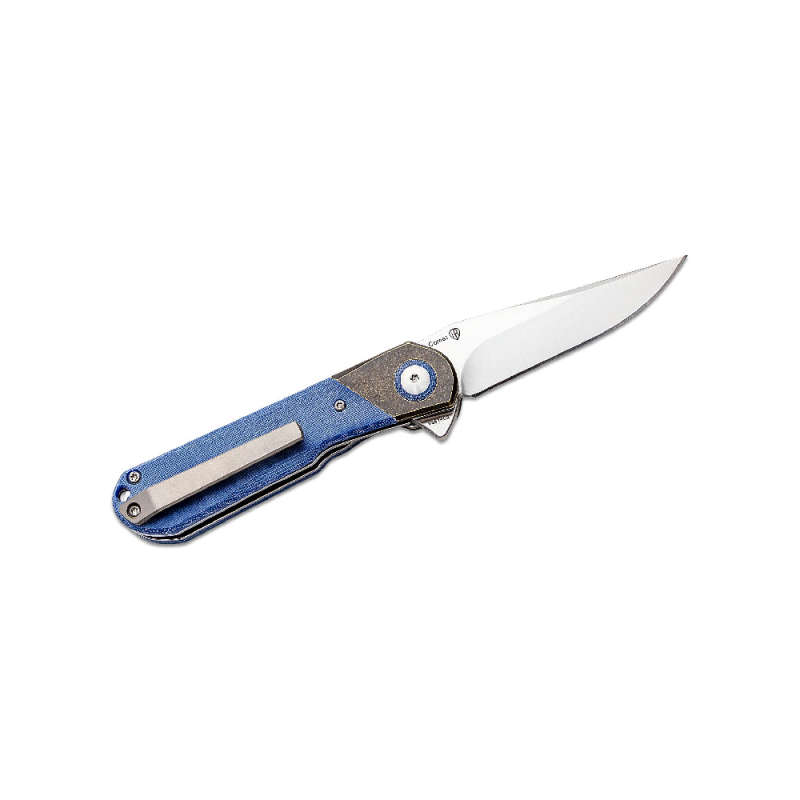 KIZER V3614C2 COMET KNIFE BRASS MICARTA BLUE- V3614C2